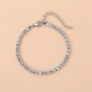 Elegant silver tennis bracelet with sparkling cubic zirconia crystals and adjustable clasp