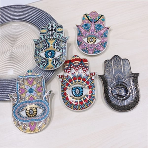 Noords Keramisch Hand van Fatima Boze Oog Mandala Sieradenschaal Ringhouder Decoratief Schoteltje Voor Kettingen Huisdecoratie