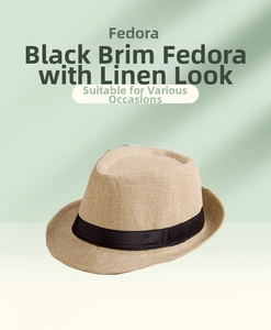 Détails de texture d'un chapeau fedora en similicuir beige avec ruban noir élégant