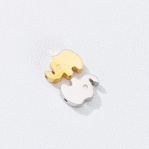 Elephant Pendant Charm Stainless Steel Rhinestone Animal Shape For DIY Jewelry Making Polished Accessory