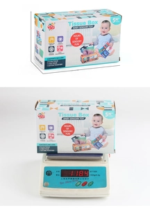 Infant tissue box sensory toy set dimensions 19.5x12x7.5cm and lightweight 118.4g details