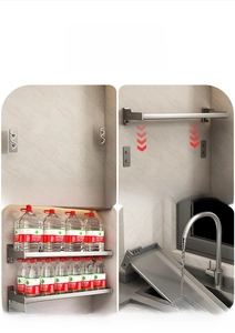Detail of grey kitchen rack installation process with glue and heavy load test