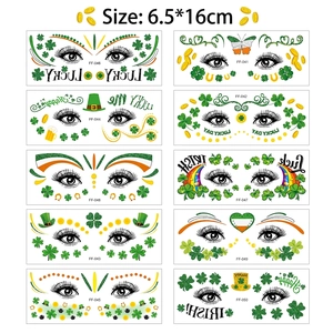 Set of 10 St. Patrick's Day shamrock face tattoos for Irish festival decorations
