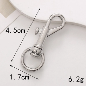 Silver zinc alloy lobster clasp with dimensions showing 4.5cm length and 1.7cm width