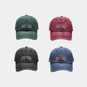 Vintage Washed Cotton Baseball Cap New York Embroidery Distressed Retro Peaked Hat Adjustable For Men Women