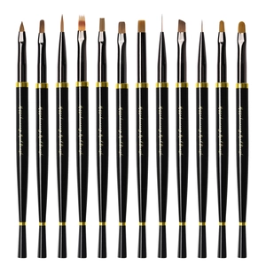 Professional Nail Art Brushes For UV Gel Polish Painting Drawing Liner Ombre Carving Manicure Tool Black Glossy Handle PBT Nylon Bristles