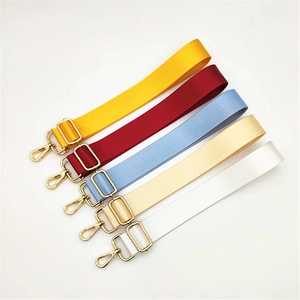 Adjustable nylon shoulder strap set with gold metal buckles for crossbody bags