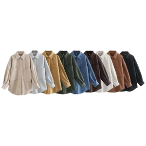 Veste en tweed à revers pour femme avec grandes poches déclinée en neuf tons automnaux