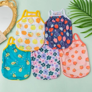 Breathable mesh pet vests with lemon strawberry and avocado prints for small dogs