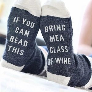 Funny cotton mid-calf socks with 'If You Can Read This' text on the soles