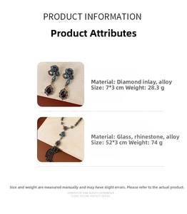 Spécifications techniques pour le collier de perles en verre vintage et boucles d'oreilles
