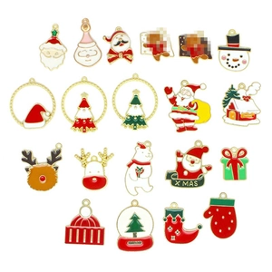 Christmas alloy enamel charms set featuring Santa, snowman and reindeer for DIY jewelry