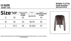 Tableau des tailles détaillé pour le haut court en dentelle transparente à col en V