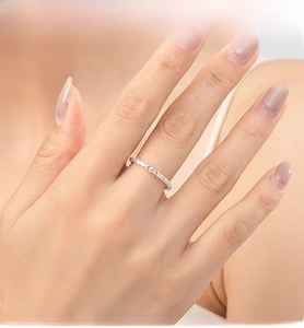 Detail of S925 sterling silver irregular textured ring worn on the index finger