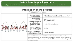 Detailed dimensions and specs for Christmas wood signs with Santa, Snowman and Elk