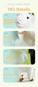 Détails macro d'une peluche de chèvre réaliste montrant le tissu doux et les textures