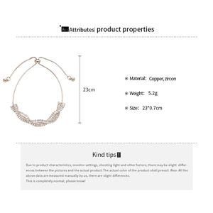 Details des Roségold-Zirkonia-Armbands mit Angabe von 23 cm Länge und 5,2 g Gewicht