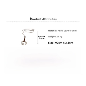 Detailed specs of the alloy horseshoe pendant necklace with 92cm dark brown leather cord