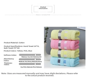 Thick cotton bath towel set with checkered jacquard texture in soft pastel colors