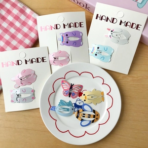 Colorful cartoon animal BB hair clips set with cat, unicorn, and rabbit shapes for girls