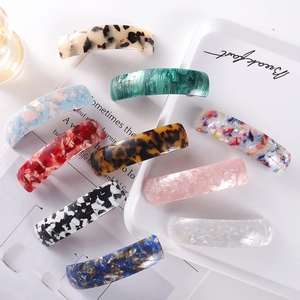 Women Acetate Hair Clips Elegant Rectangle Plaid Checkered Pattern Marble Tortoise Shell Spring Barrette Hairpins
