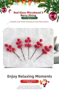 Macro detail of red frosted berry stems for Nordic Christmas home and gift decor