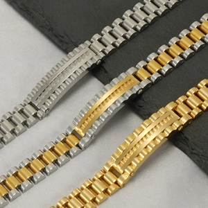 Bracelet Homme En Acier Inoxydable Style Bracelet De Montre Plaqué Or 18K Chaîne Polie