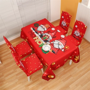 Weihnachts-Tischdecken-Set mit Stuhlhussen und Zwergenmuster für festliche Tischdeko