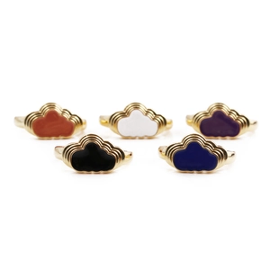 Fashion Cloud Shape Open Ring Copper Gold Plated Colorful Enamel Adjustable Jewelry For Women