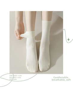 Women pure cotton breathable crew socks casual soft comfortable socks summer hosiery white