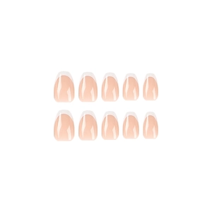 Classic short ballet French press-on nails with natural pink base and white tips