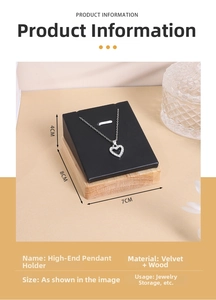 Detailed view of jewelry display stand with dimensions of 8cm x 7cm x 4cm in wood and velvet