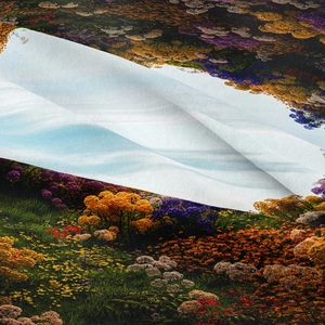 Bohemian floral garden tapestry wall hanging with vibrant landscape print for home decor