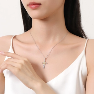 925 sterling silver sunflower cross necklace with a delicate yellow flower center for women