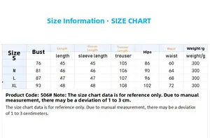 Detailed size guide table for women long sleeve button pajamas set from S to XL