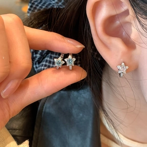 Créoles Étoile Élégantes En Cuivre Et Zircone Style Coréen Bijoux Tendance Pour Femmes Avec Tige En Acier