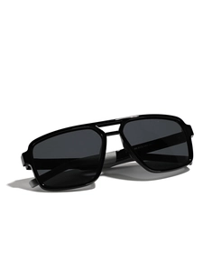 Lunettes de soleil aviateur polarisées TR90 noires chic avec monture large et verres gris