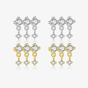 Cluster Zircon Dangle Earrings With 925 Sterling Silver Earring Post Elegant Minimalist Jewelry For Women