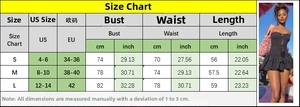 Tableau des tailles détaillé pour robe bustier rayée avec mesures US et EU