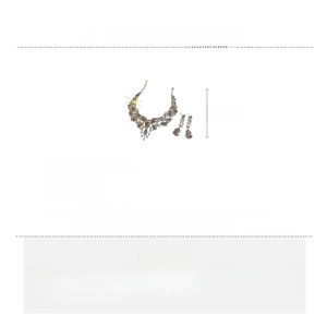 Detailed dimensions of champagne gold rhinestone teardrop necklace and earring set