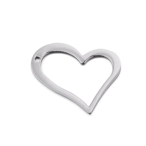 Minimalist silver heart hollow charm in stainless steel for DIY jewelry making