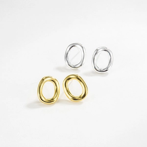 Minimalist 925 sterling silver hollow circular earrings in gold and silver finish