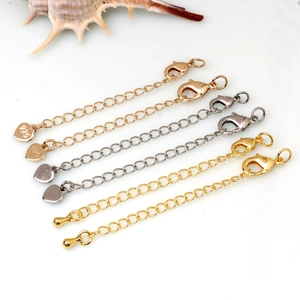 Chaînes d'extension or et argent avec pendentifs cœur S925 et fermoirs pour bijoux