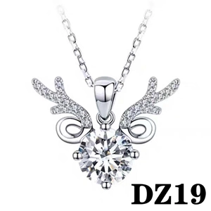 Detail of deer antler pendant with 2ct round brilliant zircon in silver plating