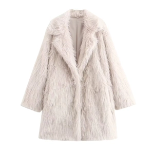 Women Faux Fur Coat Fluffy Artificial Fur Jacket Warm Lapel Long Sleeve Elegant Autumn Winter Short Casual Outerwear