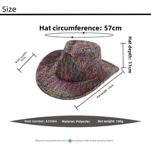 Size guide for British vintage fedora hat with dimensions and polyester material info