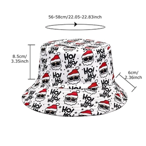 Christmas Santa bucket hat with size guide showing 56-58cm head circumference