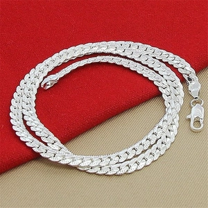 Macro shot of 5mm silver plated chain featuring S925 hallmark on the jewelry clasp
