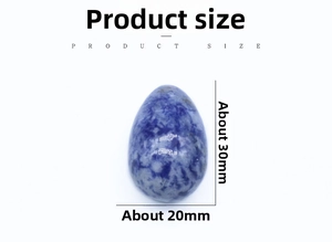 Sodalite stone egg ornament size detail showing dimensions 30mm height and 20mm width