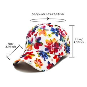 Cappellino da baseball floreale donna con misure 55-58cm per la protezione solare estiva